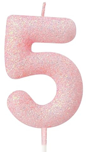 mciskin 5 candele glitterate per torta di compleanno, rosa numero 5 per torta, decorazioni per 5° compleanno per ragazzo, decorazioni per torte macaron per feste, baby shower, forniture per
