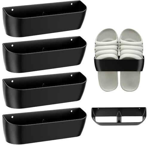 Afenau 4 Stück Schuhhalter Wand, Schuhhalter Wohnmobil mit Selbstklebend und Bohren, Platzsparend Schuhorganizer Camping, Schuhregal Hängend für Camping, Wohnmobil, Badezimmer, Wohnzimmer (Schwarz)