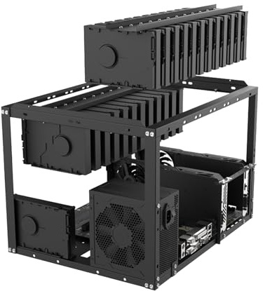 Bergbau -Rig -Rahmen - Computerregalständer, GPU Open Case | Stapelbare Aluminium -Chassis -Halterung für Krypto -Geräte -Setup, Luftstrommanagement Desktop -Stabilitätstests