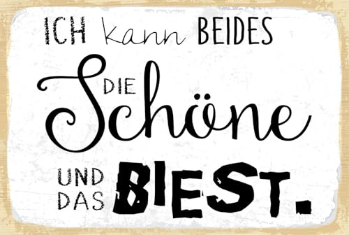 vianmo Holzschild 12x18 cm Ich kann beides die Schöne und das Biest Deko Geschenk Schild