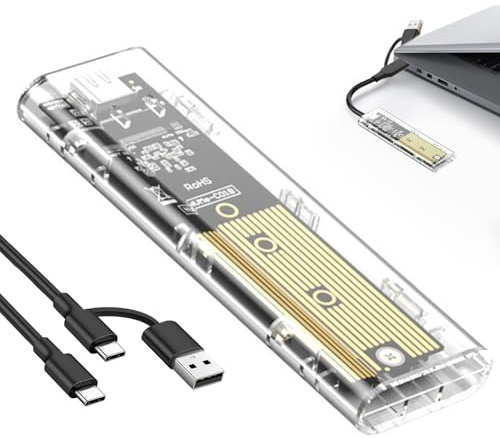 NVME ssd Gehäuse M.2, M2 Adapter 10Gbps USB3.1 Gen2, pcie m2 Adapter USB | für ssd m2 gehäuse Größe 2230/2242/2260/2280, NVME SATA Externes Festplatten Gehäuse, mit UASP/ Trim Unterstützt