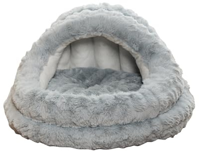 Galatée Cama Cueva para Gatos, Refugio Suave y Cálido para Mascotas, Cama para Perros con Almohada Acolchada Extraíble y Lavable, Tienda De Campaña para Mascotas con Base Antideslizante(M, Gris)