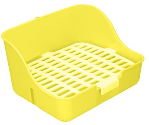 Naroote Cage à Litière pour Petits Animaux, Bac à Litière, Plateau de Toilette Durable pour Lapin, Toilettes pour Hamster, Sable, Fournitures pour Animaux de Compagnie pour Lapin (Yellow)