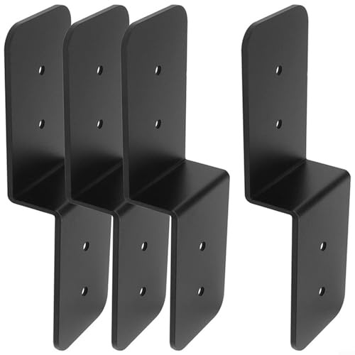 Gdfnmogo Paquete de 4 conectores de viga de cubierta en Z negros para cruz de 2 x 4, placa de amarre de poste a viga con acero al carbono de calibre 13, 8 agujeros de montaje, se adapta a vigas de 1.5