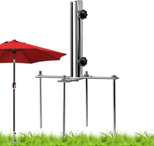 Yplkm Support de Parasol de Plage - Résistant au Vent Usage intensif à 4 Pointes,Stabilisateur De Parapluie Solaire avec Piquet pour Extérieur,pour Pelouse Terrasse Jardin Vacances Événements Camping
