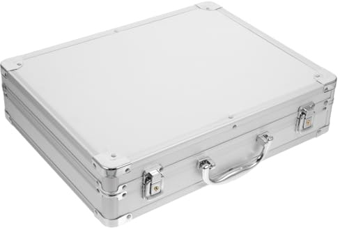 OSALADI Aluminum Alloy Briefcase Portable Tool Box Small Aluminum Storage Case with Grid Foam Insert Shockproof Carrying Case for Home and Work Organization