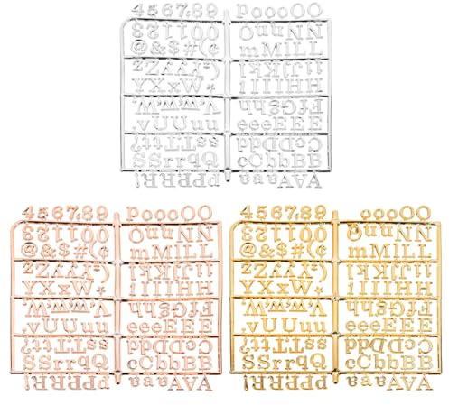 GATHINESS Tablero de Letras de Plástico 3 Piezas, Letras y Números Intercambiables Dorado, Plateado y Rosa Dorado para Pizarra de Fieltro, Tablero de Mensajes y Decoración en Oficina y