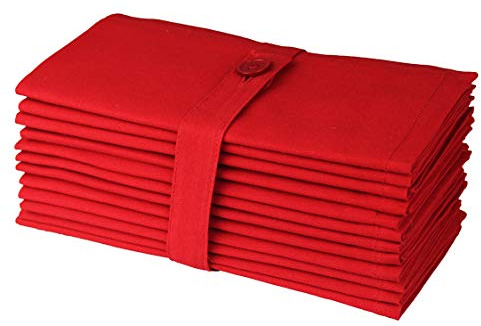 COTTON CRAFT Christmas Red Napkins -12 Pack 100% Cotton Dinner Napkins - All Year Xmas Fall Thanksgiving Celebration Party Gift Holiday Table Napkin - Soft Washable Reusable Cloth Napkin -18x18