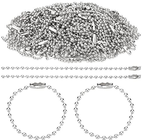PH PandaHall 200 Fili Catena a Sfera Collana Argento 10cm Catena di Perline Catena a Palline per Collana Estensione per Catena per Collana Braccialetto Portachiavi Fai da Te, 2.5 mm di Diametro