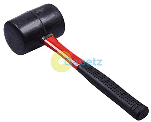Dapetz ® 16oz Rubber Hammer Mallet Black Fibreglass Handle Camping Racking Golf Tool, Hammer with Fibreglass Handle Rubber Comfort Grip 320mm