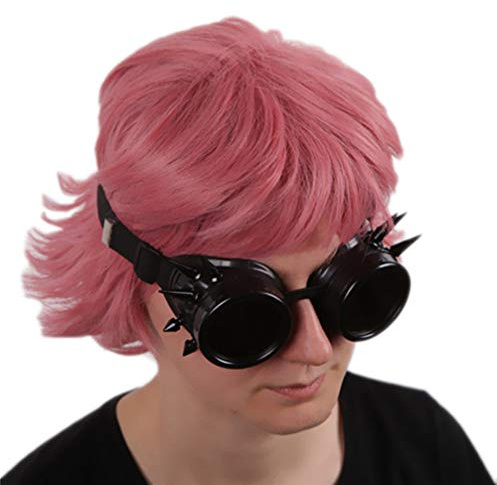 Black Sugar mixte Steampunk Cyber ​​Lunettes goggles Victorien Style Punk Soudure Cosplay Gothique Goth Rustique Rivet ou Spike Spikey Vintage Ronde Rave Protection (Noir clou)