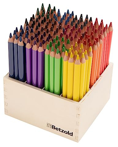 Betzold - Dreikantstifte-Set dick 144 Holz-Malstifte 17,5 cm Aufsteller Holzstifte dreikant