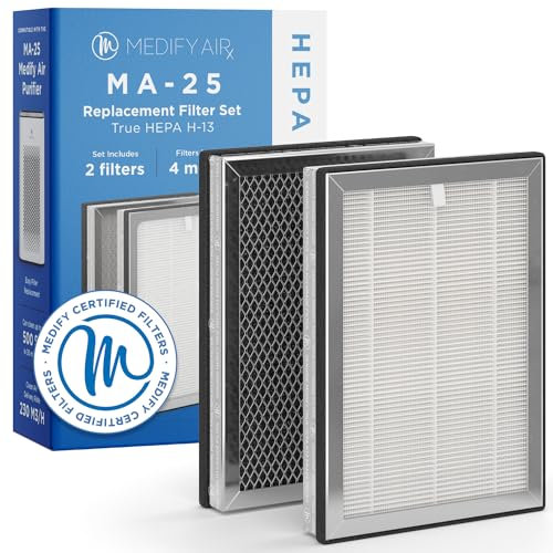 Medify MA-25 Replacement Filters (2 Filters) | H13 True HEPA 99.9% particle removal | 3 in 1 Pre-filter, H13 HEPA Filter and Activated Carbon