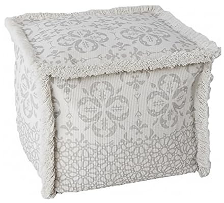MOCOFO Boho Pouf Cover Ungefüllter quadratischer osmanischer Pouf Stuhl, Home Decor Pouf Cover (Weiß, 40x40x30cm)