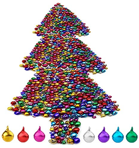 FUKPO 500 Pcs Mini Christmas Bells for Crafts, Decorations & DIY Pet Collar; Metal, Tiny Jingle Bells in Gold, Silver, Red (6mm, 8mm, 10mm, 6 Colors)