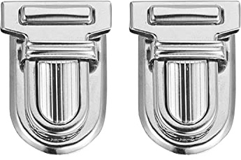 Trimming Shop Push Lock Clasp Buckle 25mm Metal Purse Closer Silver Push Clasp Hardware Secure Thumb Press Closure, Durable Bag Fastening Buckle for Leather Bags, Handbags, DIY Craft, 2pcs