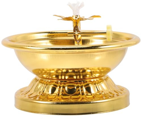 Zerodeko Retro Oil Lamp Disc Kerosene Lamp Wick Base for Home Temple Buddha Hall and Worship Decor Decorative Butter for Indoor Lighting 3.15 in