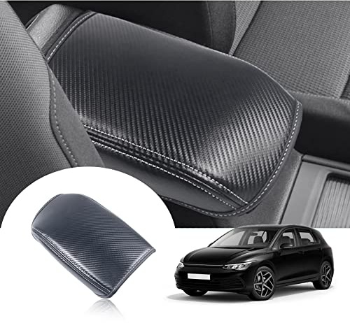 GAFAT Compatible with VW Golf 8 8.5 2020-2025 2026 Armrest Cover, Golf 8.5 GTI GTE GTD Alltrack R Variant Centre Console Armrest Protection, PU Microfibre Leather, Golf 8 Accessories (Carbon Fibre)