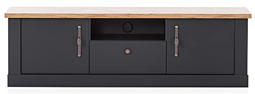 Lomadox Wohnzimmer TV-Lowboard Fernsehschrank 158 cm mit 1 Gerätefach in Eiche anthrazit, B/H/T ca. 158/51/45 cm