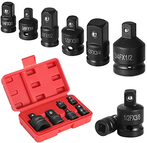 HSEAMALL 6PCS Set di adattatori per bussole a impatto, set di riduttori per convertitori di bussole da 1/4 3/8 1/2 3/4, adattatore per teste quadrate di freni per chiavi inglesi