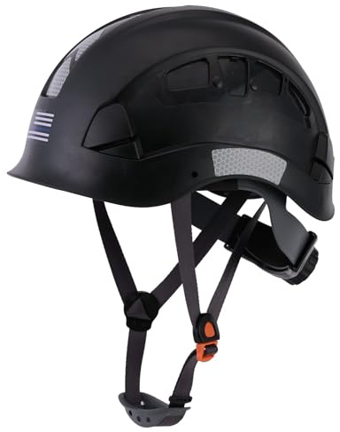 LOHASTAR Elmetto rigido di sicurezza per costruzione, ventilato, approvato ANSI Z89.1, elmetto rigido OSHA, nero (A2 nero)