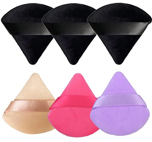 YHTSPORT Dreieck Makeup Puderquaste, 6 Stück Gesicht Schwämmchen powder puff, Weicher Makeup Sponge Waschbar Wiederverwendbar, Cushion Puff Make up Werkzeug für Lose Puder Oder Foundation