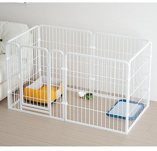 Hundezaun Haustier Laufstall, Laufgitter Haustier Zaun Für Mittlere/kleine Hunde Tragbares Hundegehege Großer Raum Für Bewegung Für Draußen, Drinnen, Wohnmobil, Camping, Hof ( Farbe : Weiß , Größe : 6