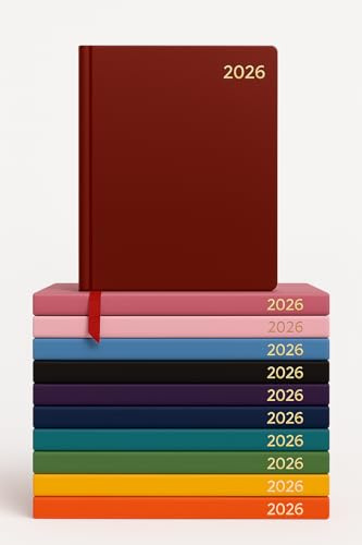 Top Sale Terminplaner 2026 A4, 2 Seiten pro Tag, Jahresplaner mit festem Einband, professioneller Jahres-Organizer, Burgunderrot