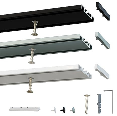 Gardineum - 1.40 m - Gardinenschiene, Vorhangschiene, glänzende Oberfläche, 2-läufig, 7 mm breit, 54.6 mm breit, weiß,