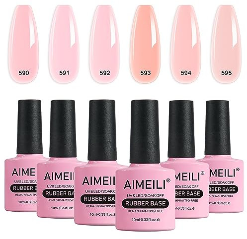 AIMEILI Rubber Base Gel Set 6pcs Rubber Base Coat Soak Off UV LED Nägel Unterlack Gel Nagellack Maniküre Kit 6 * 10ml - 54