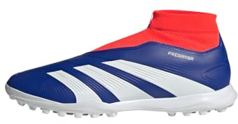 adidas Unisex Predator League Laceless Football Boots Turf, Lucid Blue/Cloud White/Solar Red, 12.5 UK