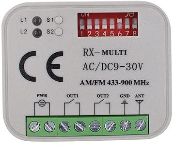 ALIRANTA Receptor Universal Compatible con el Receptor de Radio Hörmann HET24 / HER4 868 / HE1 868 MHz / HEI1 868.3Mhz. Receptor de Radio de 2 Canales 433-868mhz. Receptor de código Variable/Fijo 12