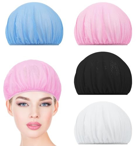 Jeffdad 4pcs Mesh Sleep Bonnets for Curly Frizzy Hair Protection Night Cap (Four Colors)