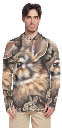 Blaues Batik-Herren-Sonnenhemd mit Kapuze, langärmelig, Angelhemden für Herren, UV-Schutz, S-XXL, Niedliche Hasen-Camouflage, Small