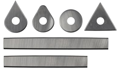 Cut360 Präzisions-Ersatzklingen 6er Set für Farbschaber: 50 + 65 mm gerade, Dreikant, Rund Trauben-, Tropfenform für müheloses Entfernen von Farbresten