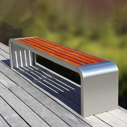 SORVA Gartenbank für den Außenbereich, Terrassenbank, Parkbank, Edelstahlrahmen, Bank ohne Rückenlehne, wetterfest, für Garten, Park, Veranda, Hof, Deck, maximale Tragkraft 500 kg (Größe: 150 cm)