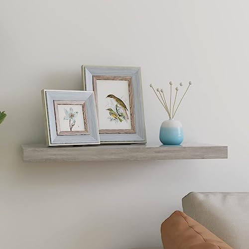 CINDERFUL Schweberegal Betongrau 60x23,5x3,8 cm MDF,Schwebendes Wandregal aus Betonoptik schwebende Aufbewahrung für Bücher, Deko & Co. Aufbewahrung & Organisation