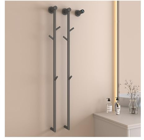 SWHC Heated Towel Rack, 94W 2 Bars Towel Warmer Touch Control 40-70°C Radiator Towel Rail Stainless Steel Wall Mounted Towel Radiator Embedded Electric Towel Rail Timer 1-24H, 36 * 10 * 120cm