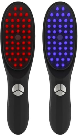 Elektrischer Massagekamm für Kopfleder, Kopfmassagegerät mit rotem und blauem LED-Licht, Kratzkamm mit farbigem Licht, fördert die Durchblutung, lindert Stress