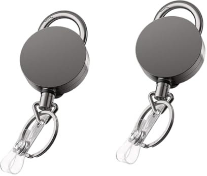 Lurrose 2 Stk Schlüsselanhänger Ausweishalter Id-namensschildhalter Rollen Aufsteckhalterungen Kartenhalterschnalle Karabiner Schlüsselrolle Schlüsselring Mit Gürtelclip Id-inhaber Metall