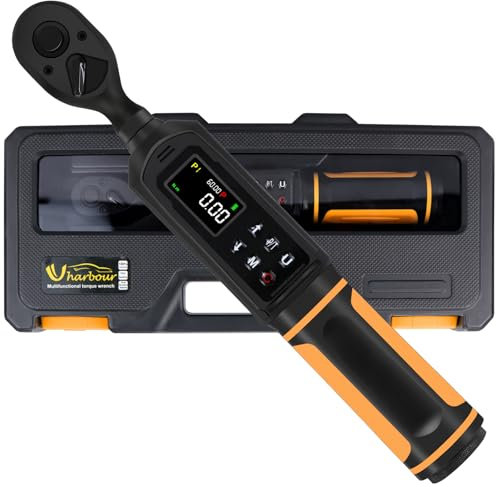 Uharbour Digital Torque Wrench, 3/8 Drive, 0.66-44.29 Ft.lbs/0.9-60 Nm Range, Electric, Dual Direction Ratchet, ±1% Accurate, Vibration, Buzzer, LED Alert
