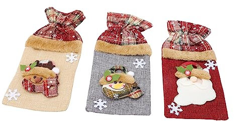 Garneck 2 Sätze Weihnachtsweinflaschen-Set Weihnachtsmotiv Flaschenverpackung Weihnachten Weihnachtswein-geschenktüten Flaschenhülle Wein Ärmel Weihnachtsweinbeutel Lappen 3 Stück * 2