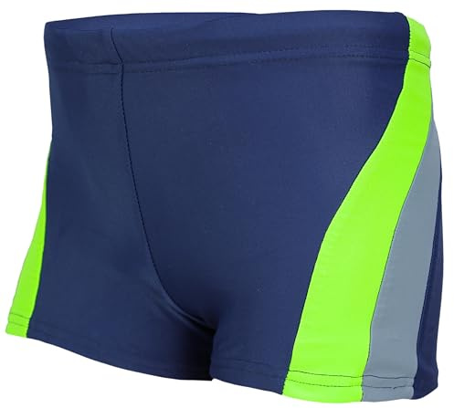 Aquarti Badehose Jungen mit Kordelzug – Schwimmhose Jungen Kinder, Badehosen für Jungen Sportlich & Schnell Trocknend, Farbe: Dunkelblau/Grau/Grün, Größe: 164