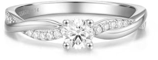 FANCIME 'Symphony of Vows' 0.4-1.1 CTTW Lab Grown Diamond Engagement Ring | 0.3-1 Carat Main Stone, D-E, VS Clarity, Sterling Silver, Petite Twisted Vine Promise Anniversary Wedding Ring for Her Women