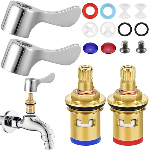2 Sets Replacement Tap Valves Mixer Tap Cartridge Quarter Turn Tap Valves Cartridges 1/2 Turn Tap Cartridge Reviver kit Replacement Kitchen Tap Valves for Kitchen Bathroom Faucet Sink Taps