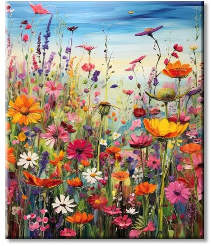 77iiAii Cross Stitch Kits for Adults - Flowers, Colorful Stamped Pattern, Cross Stitch Kits Adults, DIY Embroidery Craft for Wall Art Home Decoration 12x16inch