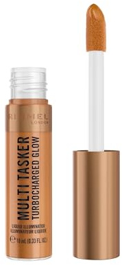 Rimmel Multi Tasker Turbocharged Glow, highlighter visage liquide, pigments nacrés réflecteurs de lumière, Éclat radieux et lumineux, Vitamines C et E, Formule vegan, hydratant, 008 It's Giving Bronze