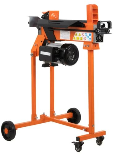 FM5TW-TC 5 Ton Electric Log Splitter with Trolley Stand – High-Speed, Lightweight Splitter for Soft & Green Logs – Workbench & Guard Included – Prefilled, 9s Cycle Time