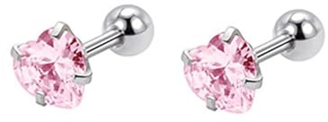 Boucle D'Oreille Femme Mariage, Boucles D'Oreilles Femme Acier Inoxydable Clou Argent en Forme D'Étoile/De Cœur/De Rond/De Carré 3Mm