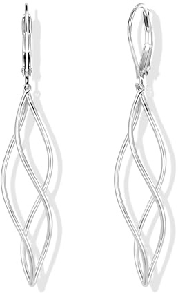 ALEXCRAFT Boucles d'Oreilles Femme Argenté Pampilles Spirale Longues
